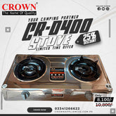 Crown CR-D400 Gas Stove – 2 Burner Portable Gas Cooktop with Stainless Steel Body & Brand Warranty ✅